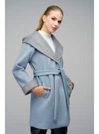 Blue - Hooded collar - Coat