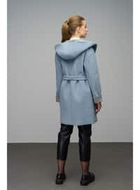 Blue - Hooded collar - Coat