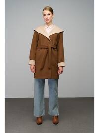 Terracotta - Hooded collar - Coat