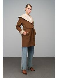 Terracotta - Hooded collar - Coat