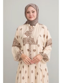 Beige - Modest Dress