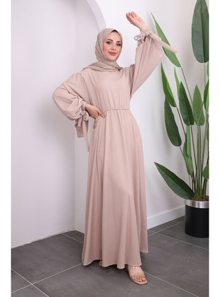 Beige - Unlined - Modest Dress - İmaj Butik