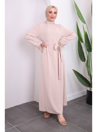 Beige - Unlined - Modest Dress - İmaj Butik