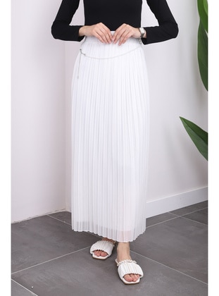 White - Fully Lined - Skirt - İmaj Butik