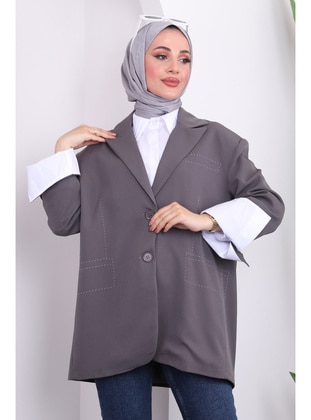 Grey - Fully Lined - Jacket - İmaj Butik