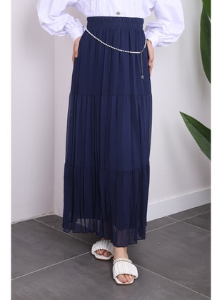 Navy Blue - Fully Lined - Skirt - İmaj Butik