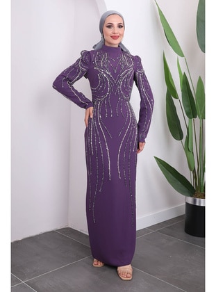 Purple - Unlined - Modest Evening Dress - İmaj Butik