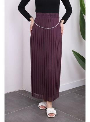 Maroon - Fully Lined - Skirt - İmaj Butik