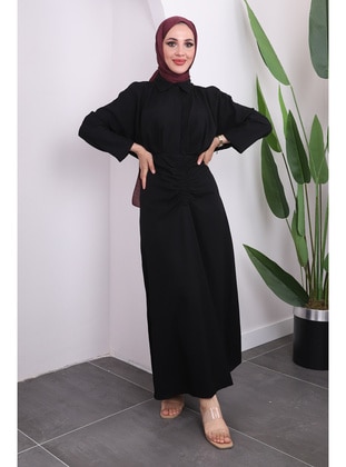 Black - Unlined - Modest Dress - İmaj Butik