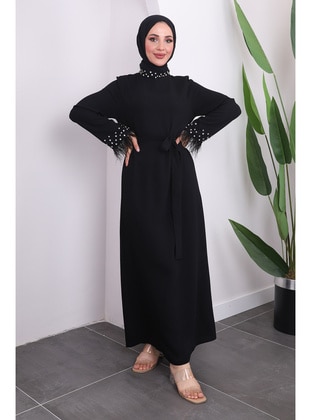 Black - Unlined - Modest Dress - İmaj Butik