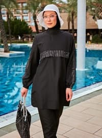 Black - Unlined - Printed - Burkini