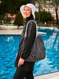 Black - Unlined - Printed - Burkini