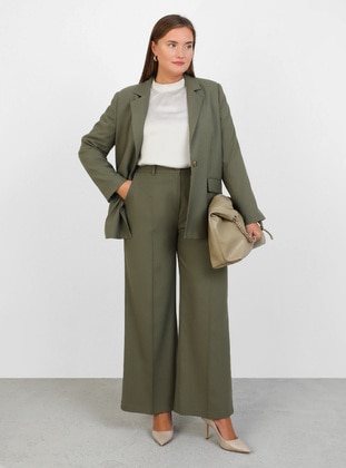 Khaki - Plus Size Jacket - Alia