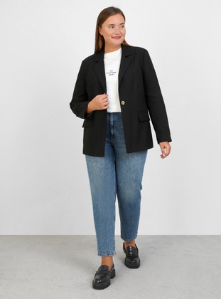 Black - Plus Size Jacket - Alia