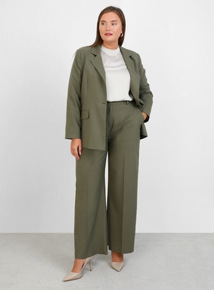 Khaki - Plus Size Pants - Alia