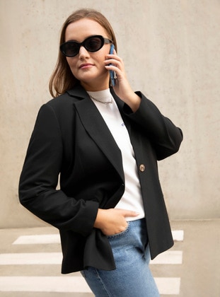 Black - Plus Size Jacket - Alia