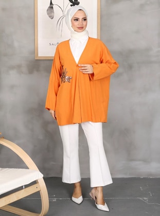 Orange - Knit Cardigan - Vav