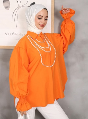 Orange - Blouses - Vav