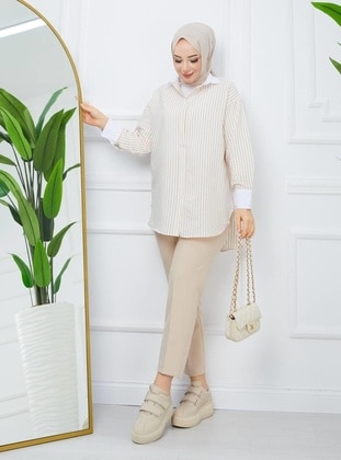 Beige - Tunic - Nergis Neva