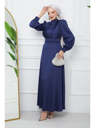 Navy Blue - Unlined - Modest Evening Dress - İmaj Butik