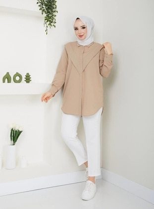 Beige - Tunic - Nergis Neva