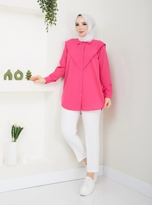 Fuchsia - Salmon - Tunic - Nergis Neva