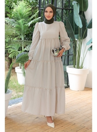 Stone Color - Modest Dress - Bestenur