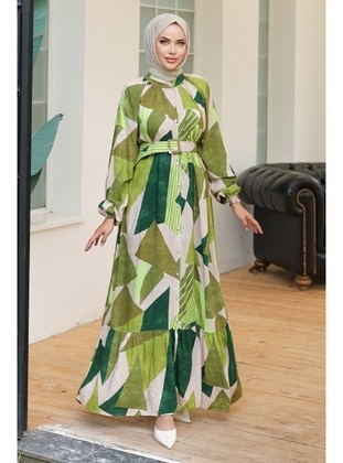 Green - Modest Dress - Bestenur