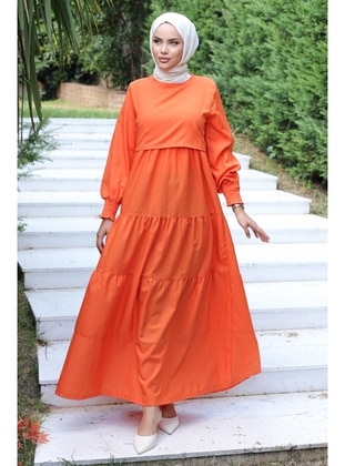 Orange - Modest Dress - Bestenur