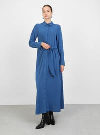 Aerobin Kleid mit Bindedetail Blau Refka