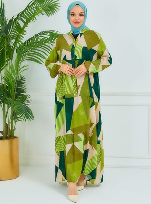 Green - Modest Dress - ZENANE