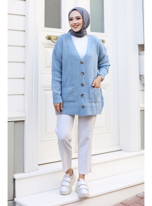 Blue - Knit Cardigan - Tesettür Dünyası