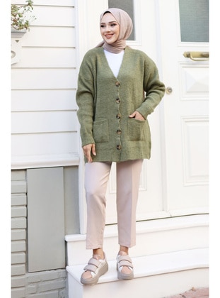 Green - Knit Cardigan - Tesettür Dünyası