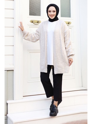 Beige - Knit Cardigan - Tesettür Dünyası