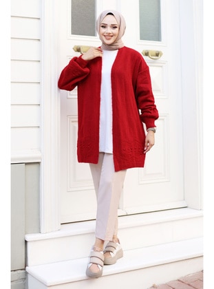 Red - Knit Cardigan - Tesettür Dünyası