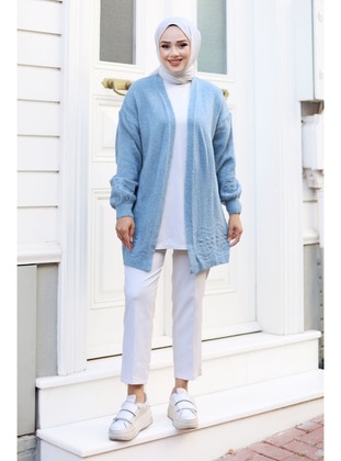 Blue - Knit Cardigan - Tesettür Dünyası