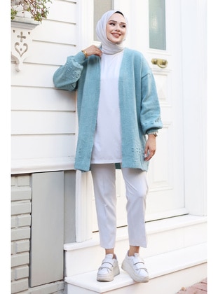 Mint Green - Knit Cardigan - Tesettür Dünyası