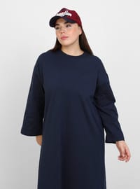 Büyük Beden Oversize Örme Elbise Lacivert