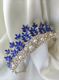 Hochzeit Braut Krone Blau