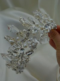 Braut-Tiara - Hochzeit Verlobung - Weiß