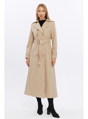 Beige - Trench Coat - Jamila