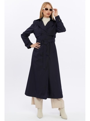 Navy Blue - Trench Coat - Jamila