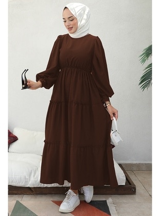 Brown - Modest Dress - Bestenur