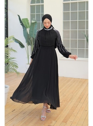 Black - Modest Evening Dress - Hakimoda