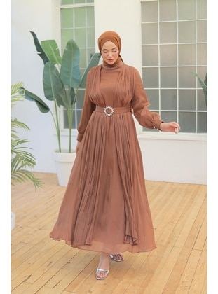 Tan - Modest Evening Dress - Hakimoda