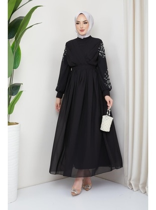 Black - Modest Evening Dress - Hakimoda