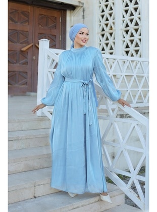 Light Blue - Modest Evening Dress - Hakimoda