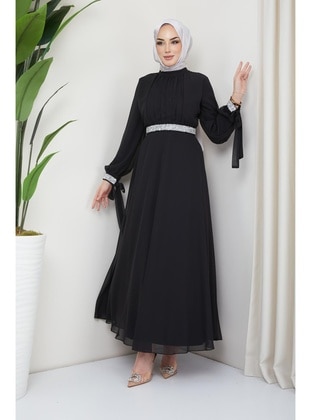 Black - Modest Evening Dress - Hakimoda