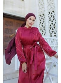 Burgundy - Modest Evening Dress