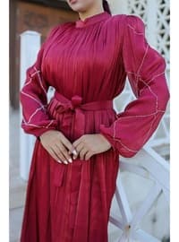 Burgundy - Modest Evening Dress